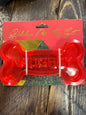 Naughty/nice rubber dog bone toy red