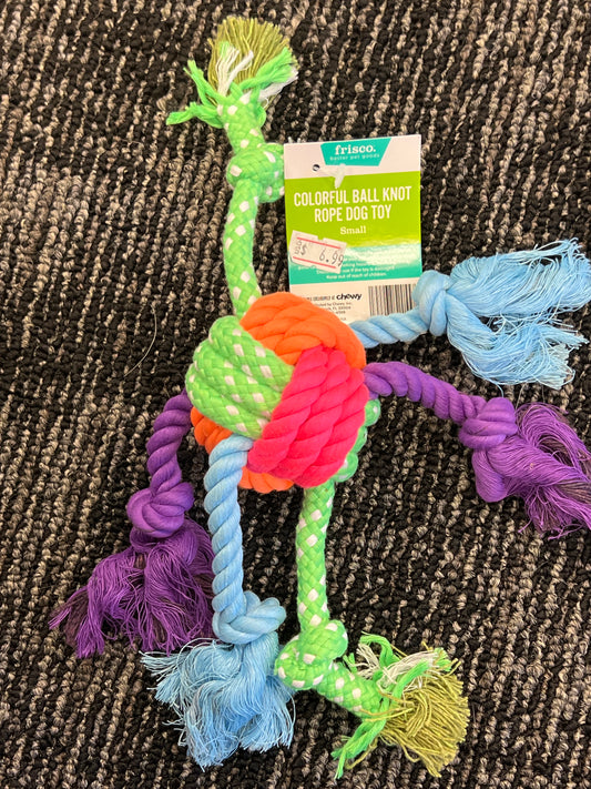 Frisco Colorful ball knot rope dog toy small