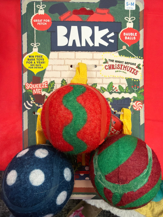 Bark Christmutts Bauble balls dog toys size s/m
