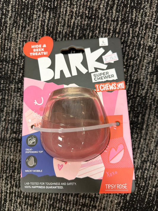 Bark super chewer tipsy rose’ I chews you dog toy size L