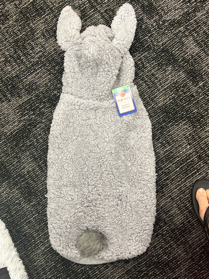 Pet Costume fluffy plush grey bunny hoodie size Large