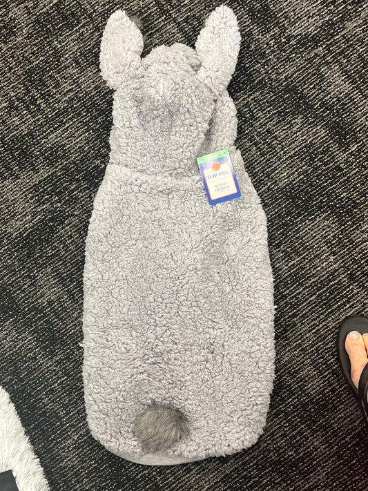 Pet Costume fluffy plush grey bunny hoodie size Large