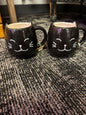 Black cat mugs set of 2