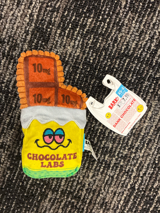 Bark 420 Dank Chocolate bar plush dog toy size small