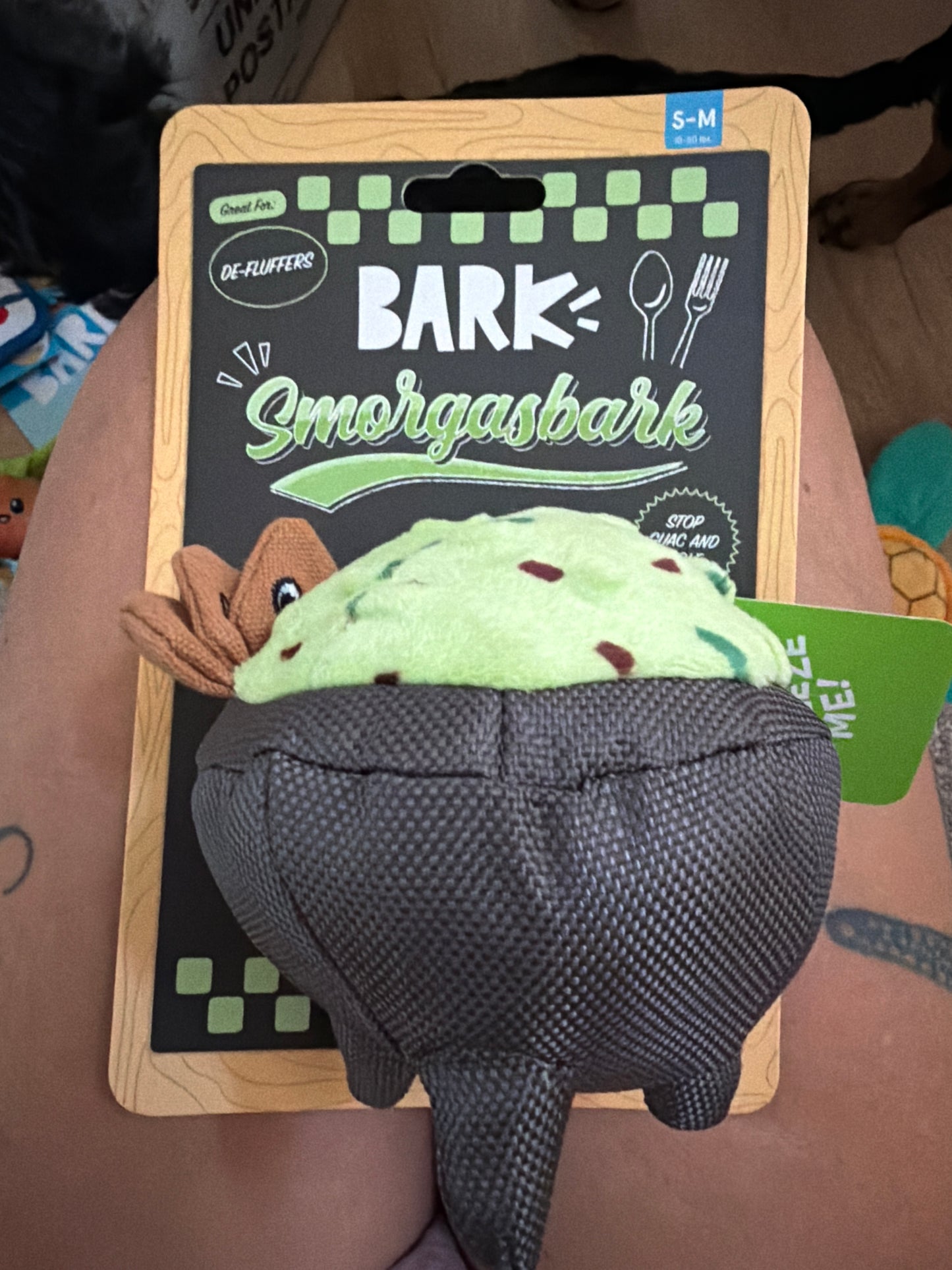 Bark Smorgasbark Stop Guac and Mole’ dog toy size s/m