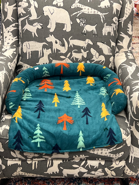 Calming fleece Pet Couch Chair furniture protecting bed washable removable medium  pine trees