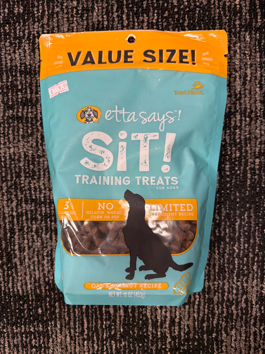 Etta Says! Sit! Training treats value size 1lb bag Oat & Peanut butter