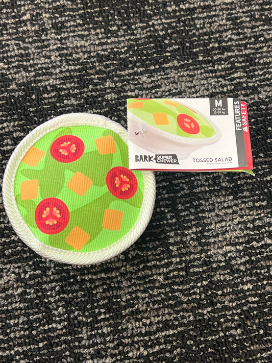 Bark Super Chewer tossed salad dog toy size medium