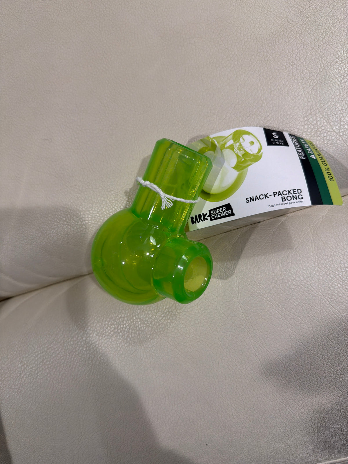 Bark 420 Super Chewer Snack Packed Bong dog toy size small