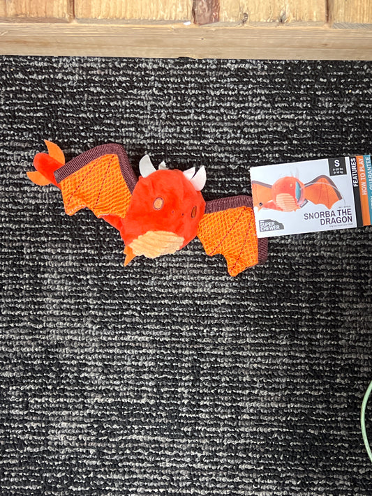Bark Super Chewer Snorba the Dragon dog toy size small
