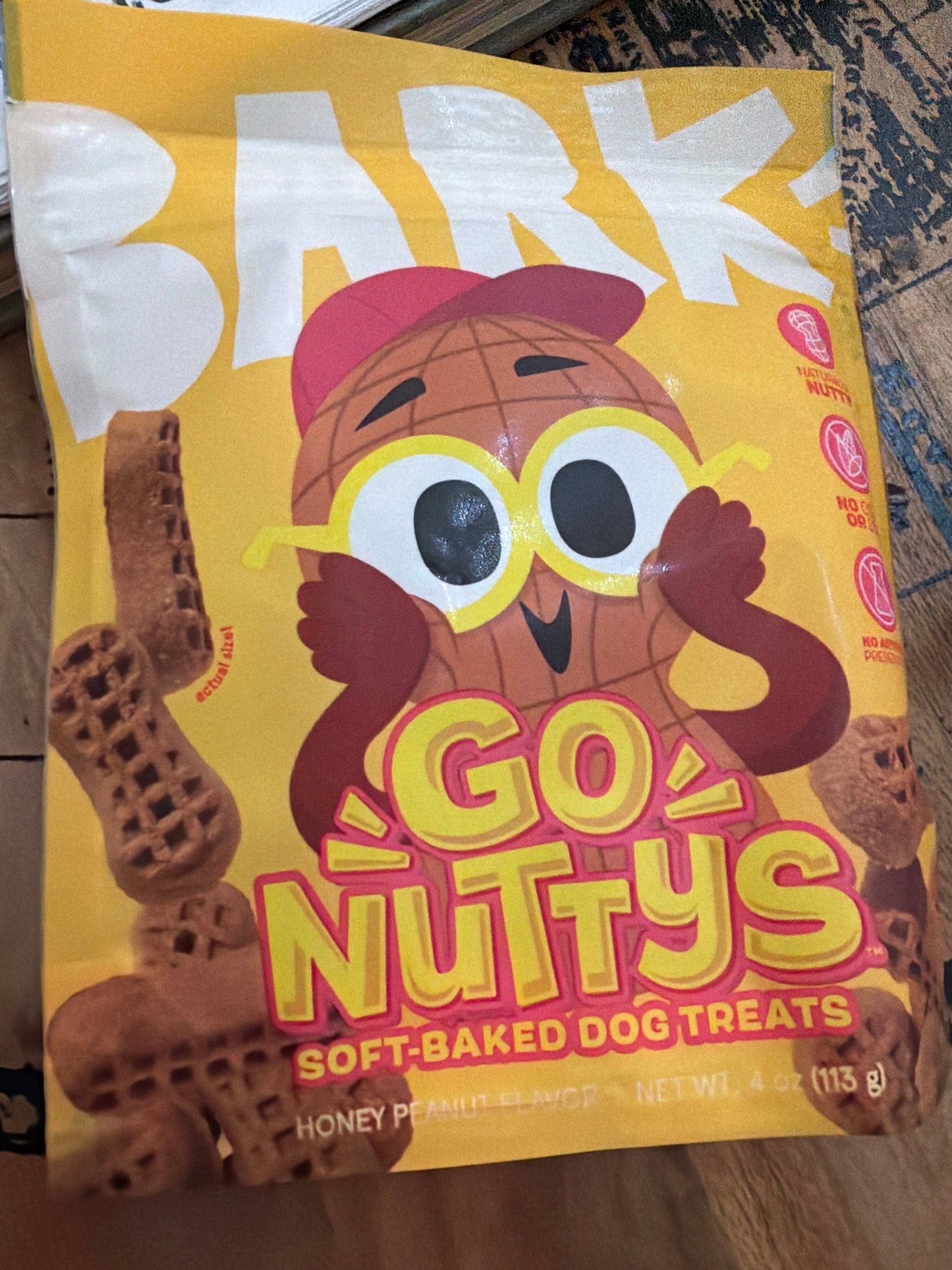 Bark Go Nuttys soft baked dog treats Honey Peanut flavor 4oz