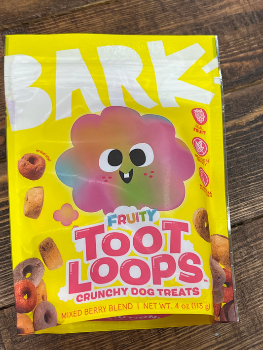 Bark Fruity Toot Loops crunchy dog treats 4oz