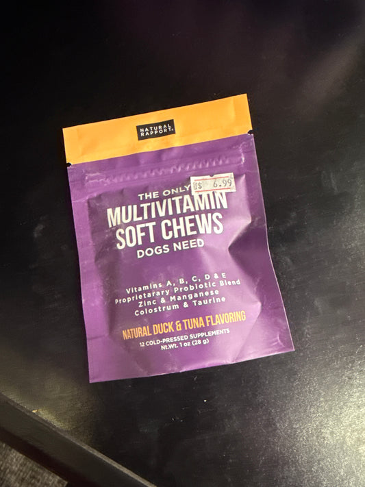The Only Multivitamin Soft Chews Dogs Need Duck and Tuna Flavoring