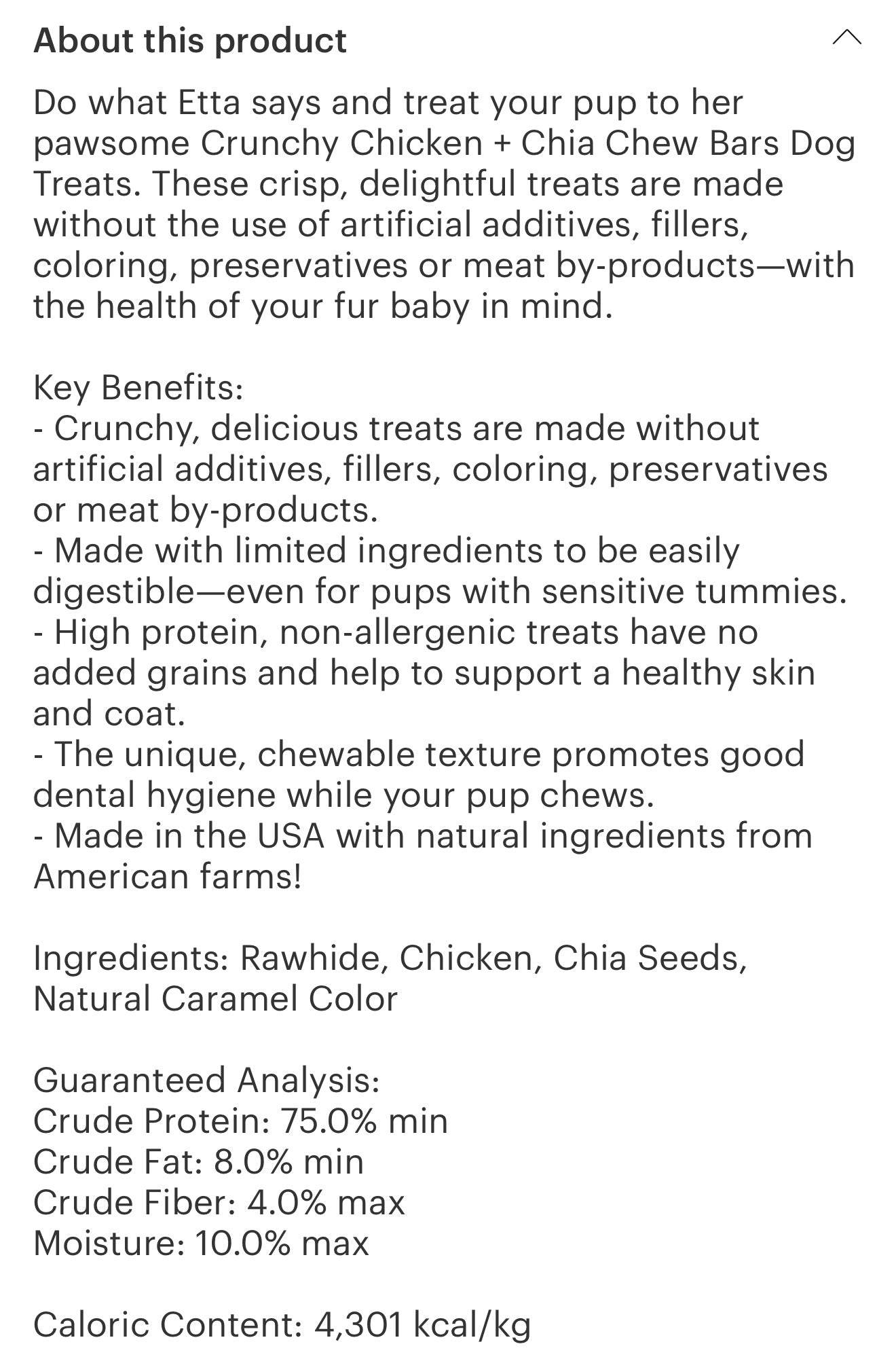 Etta Says! Premium bars chicken & chia dog crunchy treats