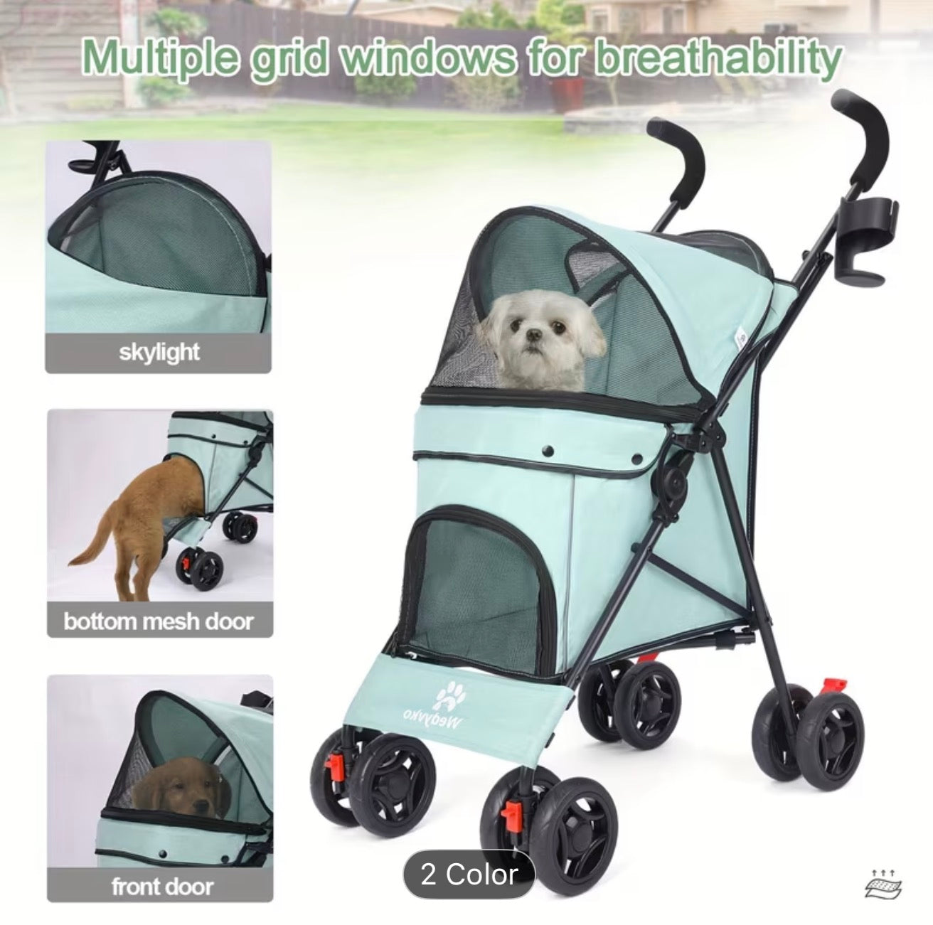 Gray folding umbrella Pet Stroller