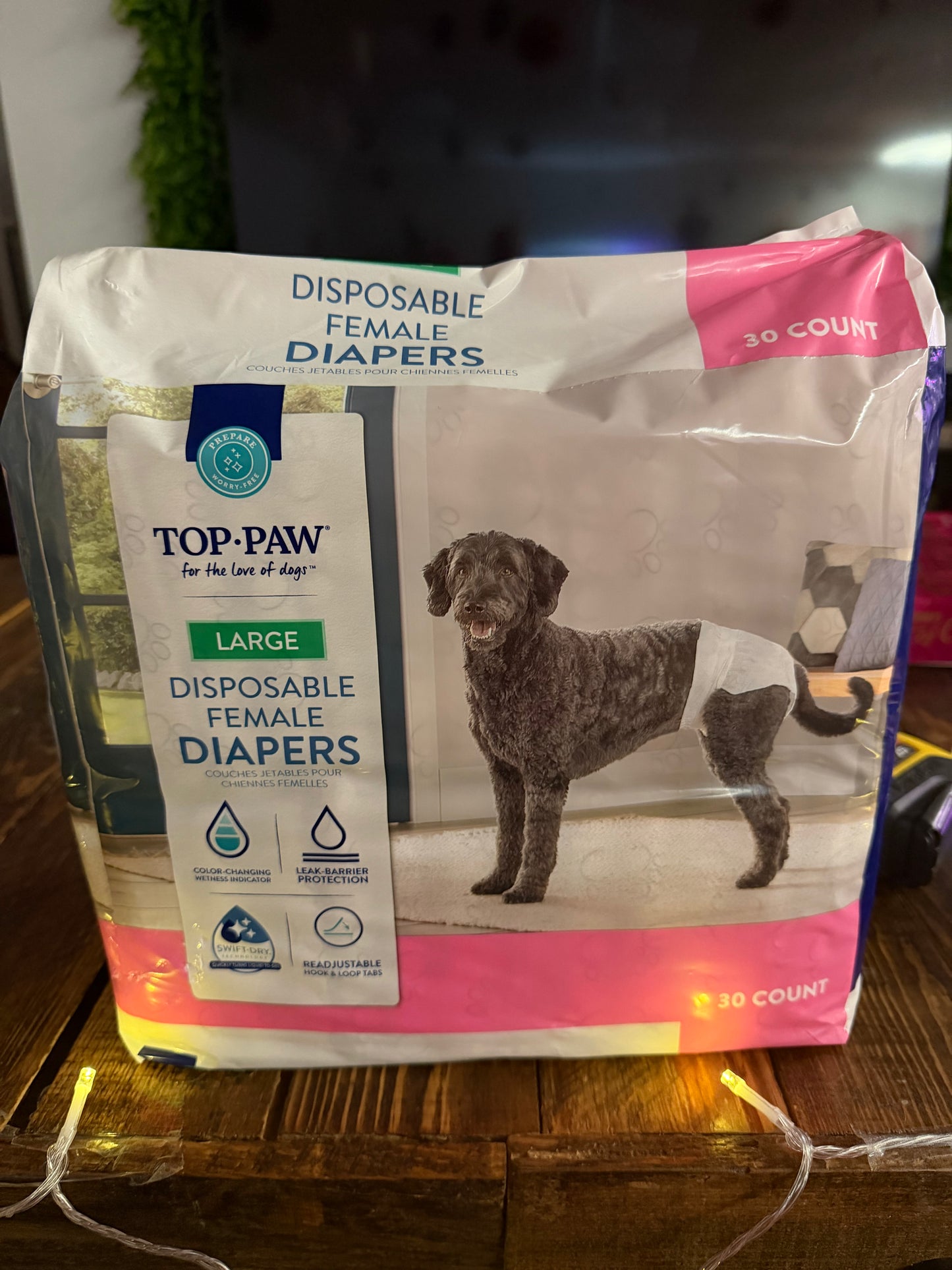Top Paw disposable female dog diapers size Large 30 count