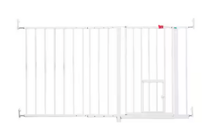 Carlson Maxi Extra Wide Walk-Through Pet Gate with Small Pet Door, White 34-59"