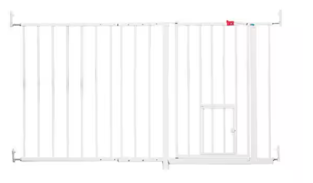 Carlson Pet Products Maxi Extra Tall Walk-Through Pet Gate with Small Pet Door 34-59"