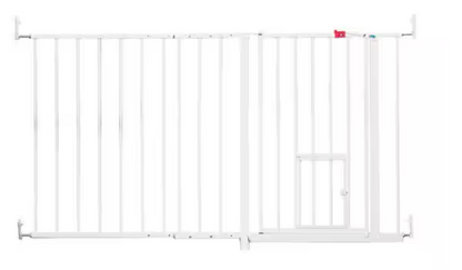 Carlson Pet Products Maxi Extra Tall Walk-Through Pet Gate with Small Pet Door 34-59"
