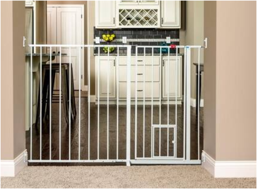 Carlson Pet Products Maxi Extra Tall Walk-Through Pet Gate with Small Pet Door 34-59"