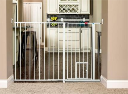 Carlson Pet Products Maxi Extra Tall Walk-Through Pet Gate with Small Pet Door 34-59"