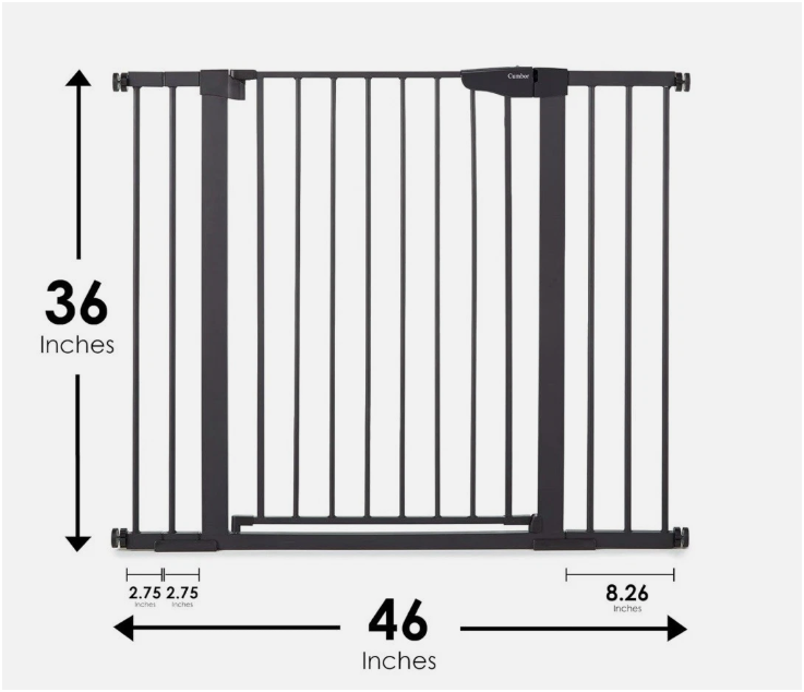 Cumbor 36" Extra Tall Baby, Dog, Kid Gate, 29.7"- 46" Width, Auto Close, Black