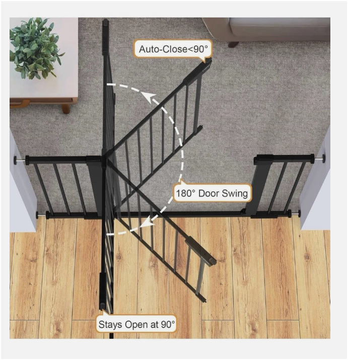 Cumbor 36" Extra Tall Baby, Dog, Kid Gate, 29.7"- 46" Width, Auto Close, Black