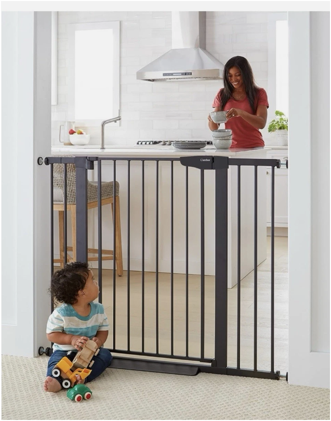 Cumbor 36" Extra Tall Baby, Dog, Kid Gate, 29.7"- 46" Width, Auto Close, Black