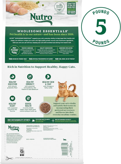 WHOLESOME ESSENTIALS Natural Dry Cat Food, Adult Cat Chicken & Brown Rice Recipe Cat Kibble, 5 Lb. Bag